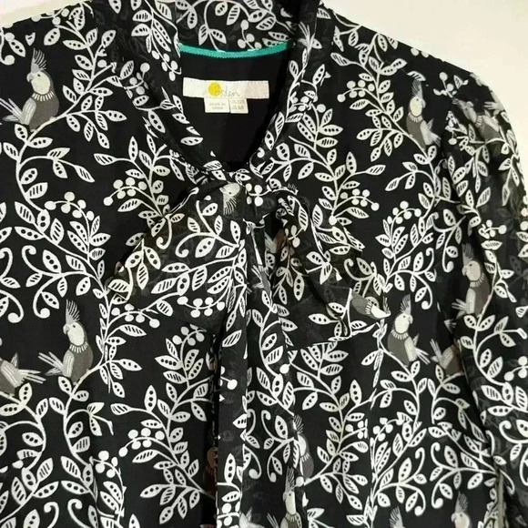 Boden Sylvia Shirt Dress Black Parrot Paradise Novelty Career Classy Twee Size 6 - Picture 8 of 15